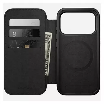 Folio-Hülle Nomad Modern Leather Folio für iPhone 17 Pro, Leder + Aluminium, 6,3 Zoll (16 cm), Tan, 3 Kartenfächer