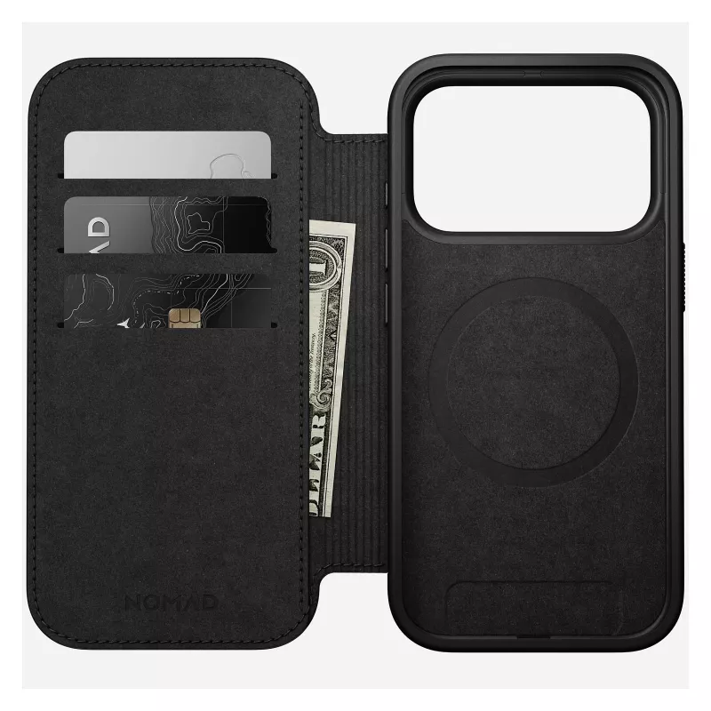 Folio-Hülle Nomad Modern Leather Folio für iPhone 17 Pro, Leder + Aluminium, 6,3 Zoll (16 cm), Tan, 3 Kartenfächer