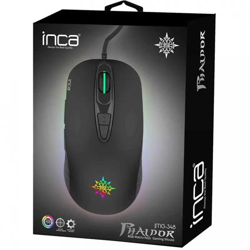 INCA Gaming-Maus IMG-348 3200 DPI. RGB. 7 Tasten. USB. SW Einzelhandel