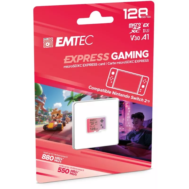 MicroSDXC-Speicherkarte EMTEC ECMSDM128GEXG 128 GB UHS-I Lesen 880 MB/s Schreiben 550 MB/s U3 V30