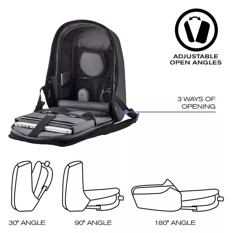 Rucksack XDDESIGN Bobby Hero Small, diebstahlsicher, 11,5 L, Tablet bis 12,9 Zoll, PET/Schaumstoff, schwarz