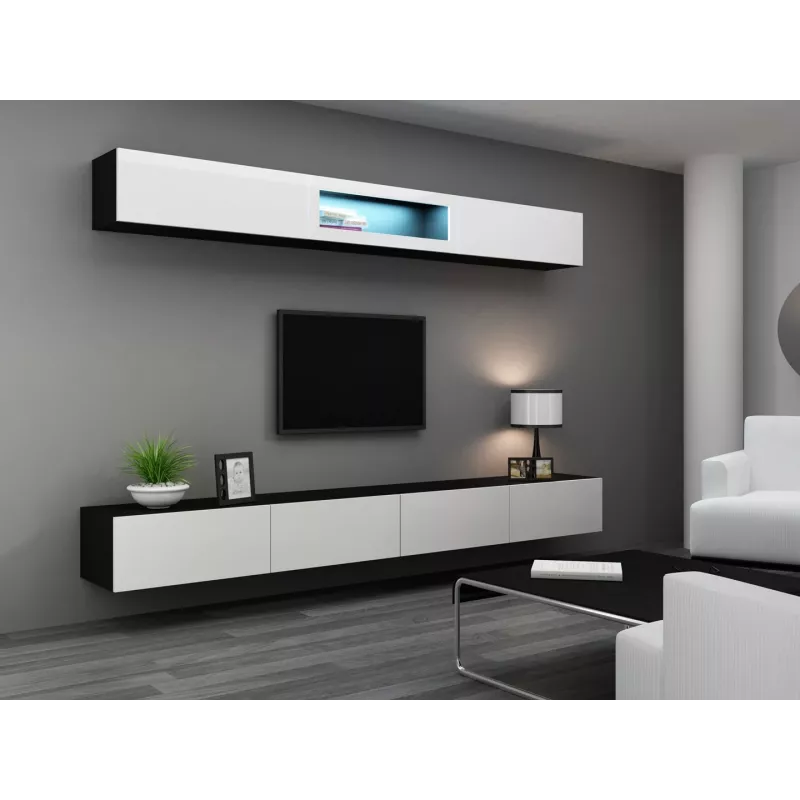 Cama Wohnzimmer-Schrankset VIGO 12 schwarz/weiß glänzend