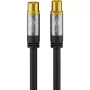 Goobay TV-Antennenkabel (135 dB Typ), 4-fach geschirmt, 10 m, Schwarz – vergoldet, Koax-Buchse > Koax-Stecker (70389)