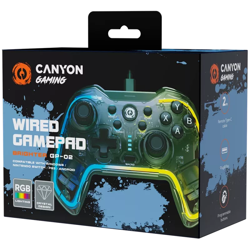 Kabelgebundenes Gamepad Canyon GP-02 für Windows PS3 Android Media-Box Nintendo Switch 2M Kabel