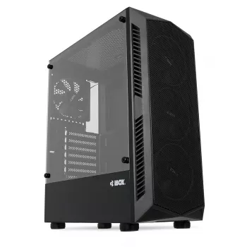 PC-Gehäuse IBOX LUPUS 27 Midi Tower ATX, gehärtetes Glas, RGB, 455×200×380 mm, unterstützt ATX, GPU bis zu 32 cm