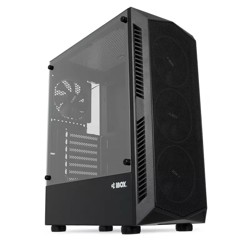 PC-Gehäuse IBOX LUPUS 27 Midi Tower ATX, gehärtetes Glas, RGB, 455×200×380 mm, unterstützt ATX, GPU bis zu 32 cm