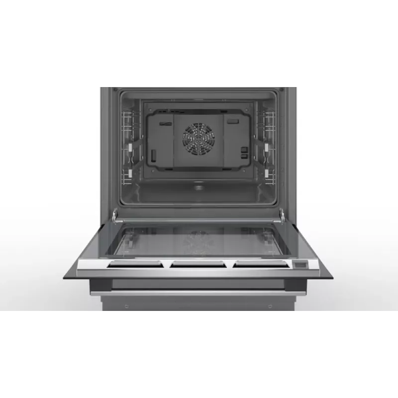 Bosch Herd HLS79Y351U Serie 6 Kochfeld Induktion, Backofen Elektro, Edelstahl, Breite 60 cm, Grillen, LCD, 63 L, Tiefe 60 cm