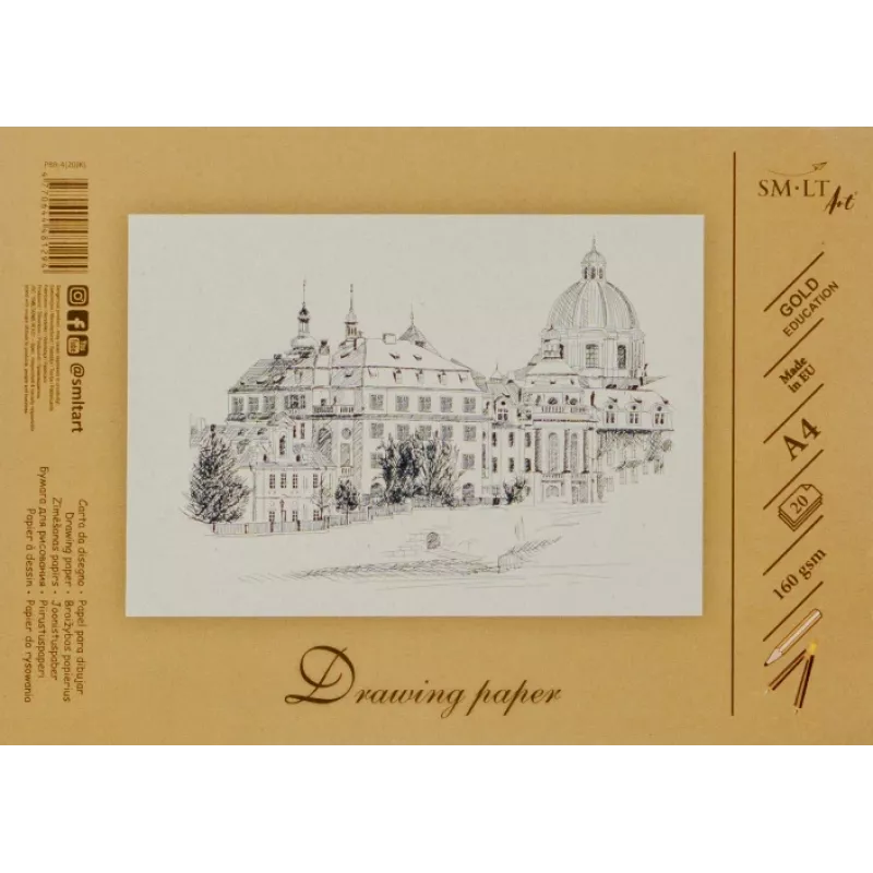 Zeichen- und Skizzenpapier SMLT A4, 160 g/m², 20 Blatt, geleimt