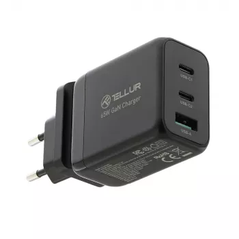 Wandladegerät Tellur TLL151451 65W, 3-Port (2x USB-C, 1x USB-A)