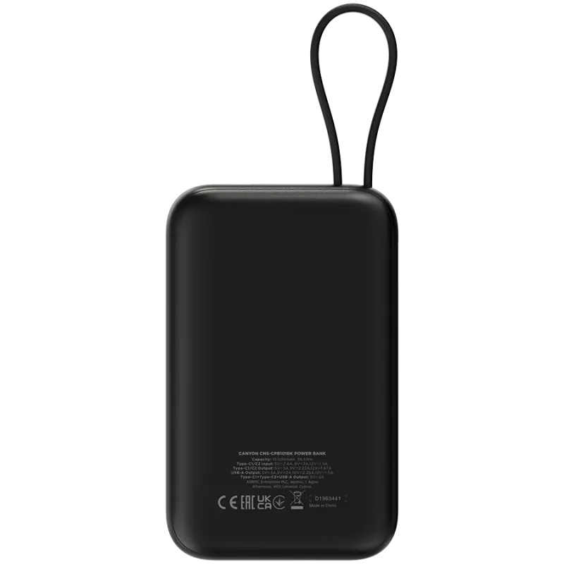 OnPower 101 mit integriertem Kabel 10000 mAh PD22.5W Schwarz