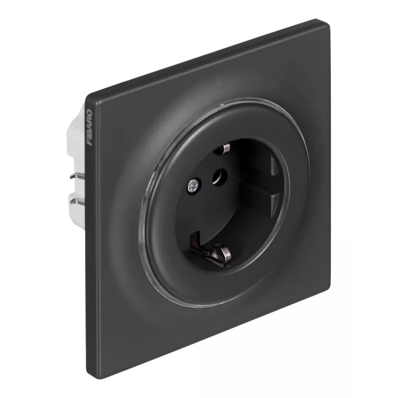 Elektrische Steckdose Typ F Fibaro FGWOF-011-8, 1 Steckdose, 110–230 V, 50/60 Hz, Schwarz