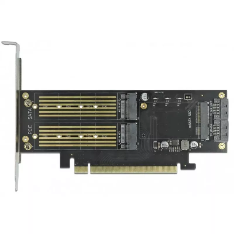 DeLOCK - Speicher-Controller - mSATA, M.2 - M.2 Card / mSATA Low-Profile - SATA 6Gb/s, PCIe 4,0 x16 (90486)
