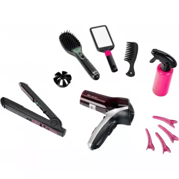 Theo Klein 10-teiliges Mega braunes Kinder-Haarstyling-Schönheitsset aus Kunststoff