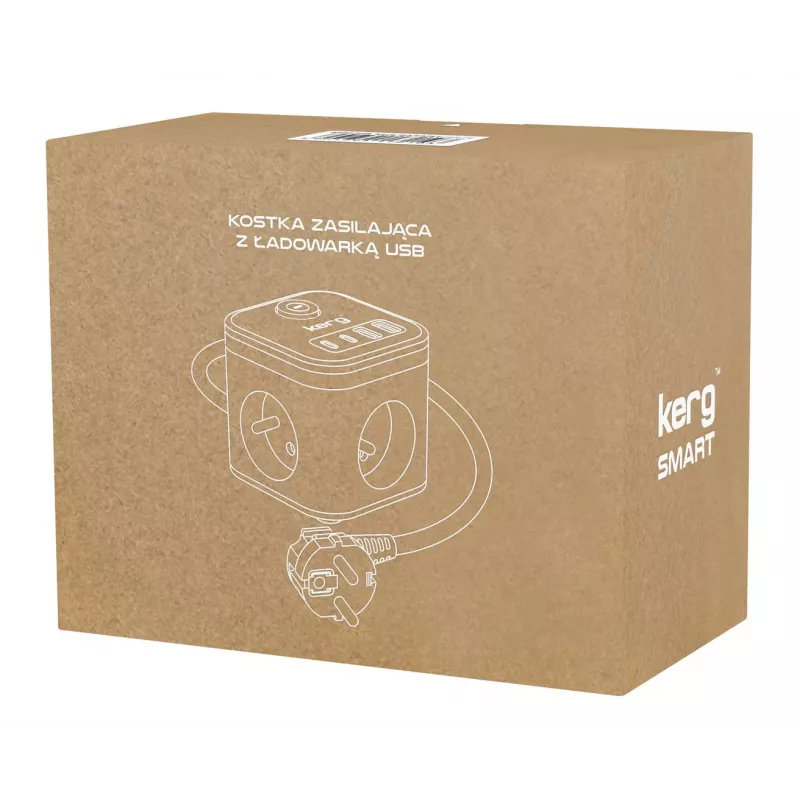 Steckdosenleiste Kerg SMART M02728 – 3 AC-Steckdosen Typ F, 4 USB (1×USB-C + 3×USB-A), 1,5 m Kabel, 16 A/250 V