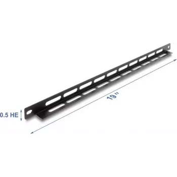 Montageset DELOCK 67460 schwarz Metall L-Form 19 Zoll 0,5HE Panel mit Kabelbinderbefestigung
