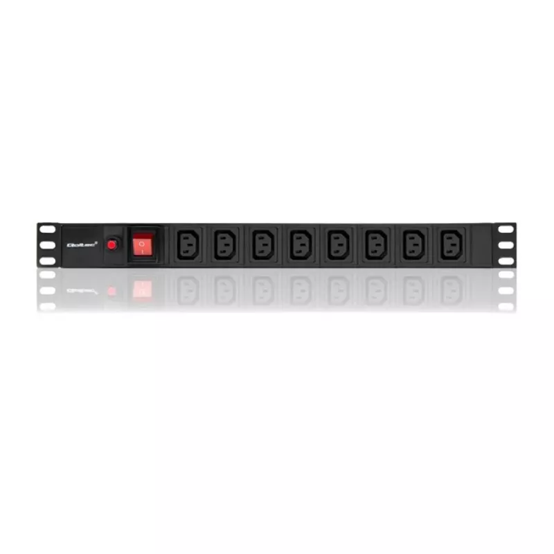 Qoltec 53998 Steckdosenleiste für RACK 19 | 1U | 10A | PDU | 8xIEC C13 | 2m