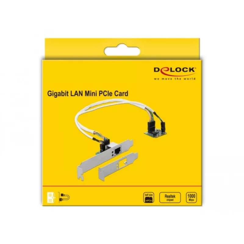 DeLOCK Mini PCIe I/O PCIe half size 1 x Gigabit LAN Low Profile – Netzwerkadapter – PCIe Half Mini Card – Gigabit Ethernet x 1 (95265)