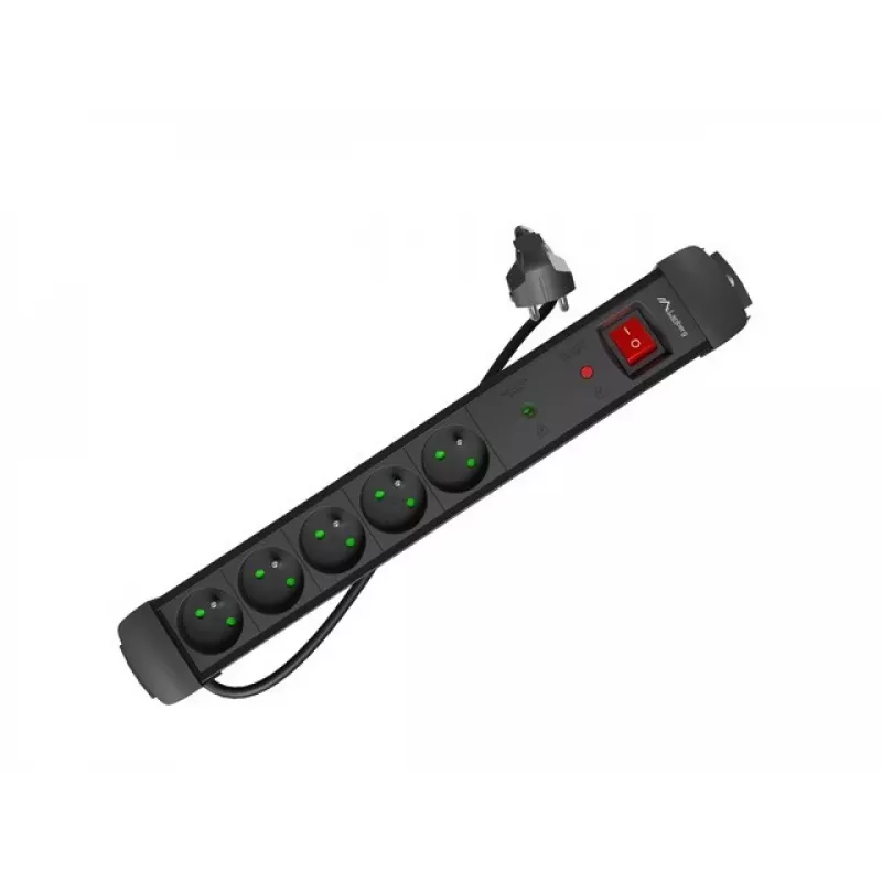 Steckdosenleiste LANBERG SP1 1,5 m – 5x PL-Steckdosen, Schwarz