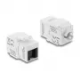 Keystone-Modul DELOCK RJ45 auf LSA Cat.6 UTP werkzeugfrei mit Staubschutzkappe, flach, 16×31,8×19,4 mm, Weiß/Schwarz