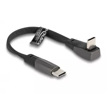DeLOCK USB 2.0 Flachbandkabel USB Type-C Stecker auf USB Type-C Stecker abgewinkelt PD 3.0 60 W 14 cm schwarz