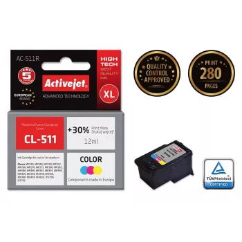 Tintenpatrone ActiveJet AC-511R kompatibel für Canon CL-511, farbstoffbasiert CMY, hohe (XL) Kapazität 12 ml, Einzelpackung