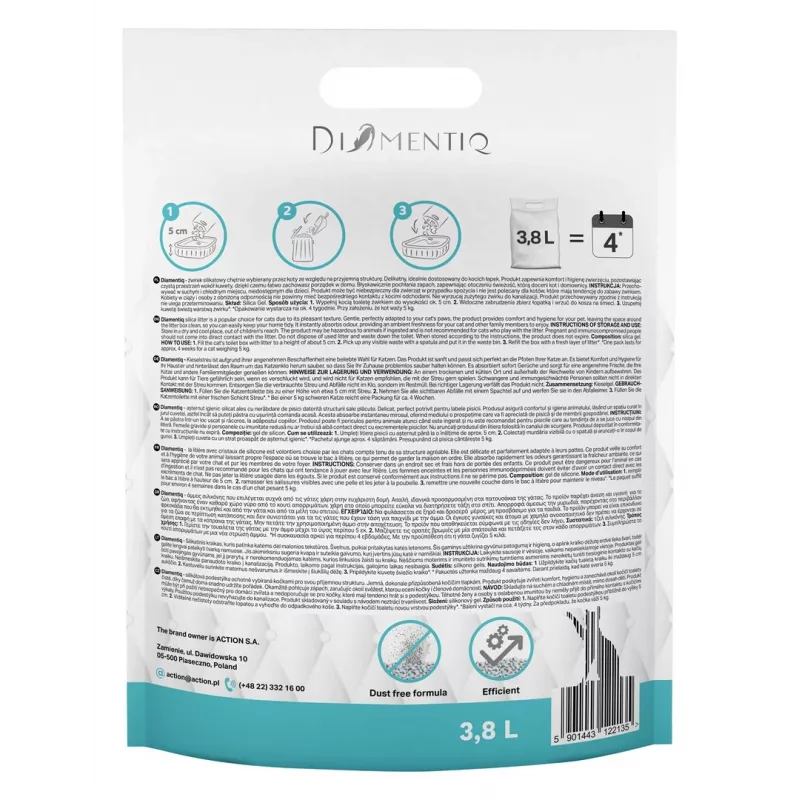 Klumpstreu DIAMENTIQ Diamentiq Ocean Breeze 3.8 l — Silikongranulat, 1,5 kg, antibakteriell, staubfrei