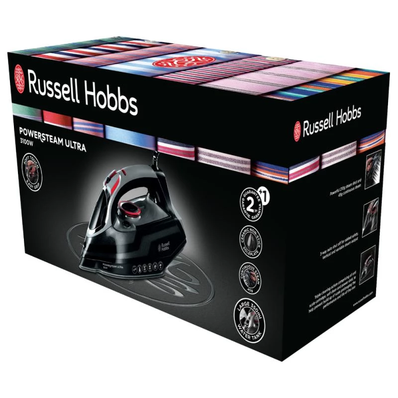 Russell Hobbs 20630-56 Bügeleisen Trocken- & Dampfbügeleisen Keramiksohle 3100 W Schwarz, Grau