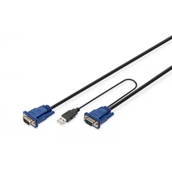 DIGITUS Octopus - Tastatur-/Video-/Maus- (KVM-) Kabel - HD-15 (M) - USB Typ A, 4-polig, PS/2, 6-polig (M) - 5,0 m - Schwarz (DS-19233)