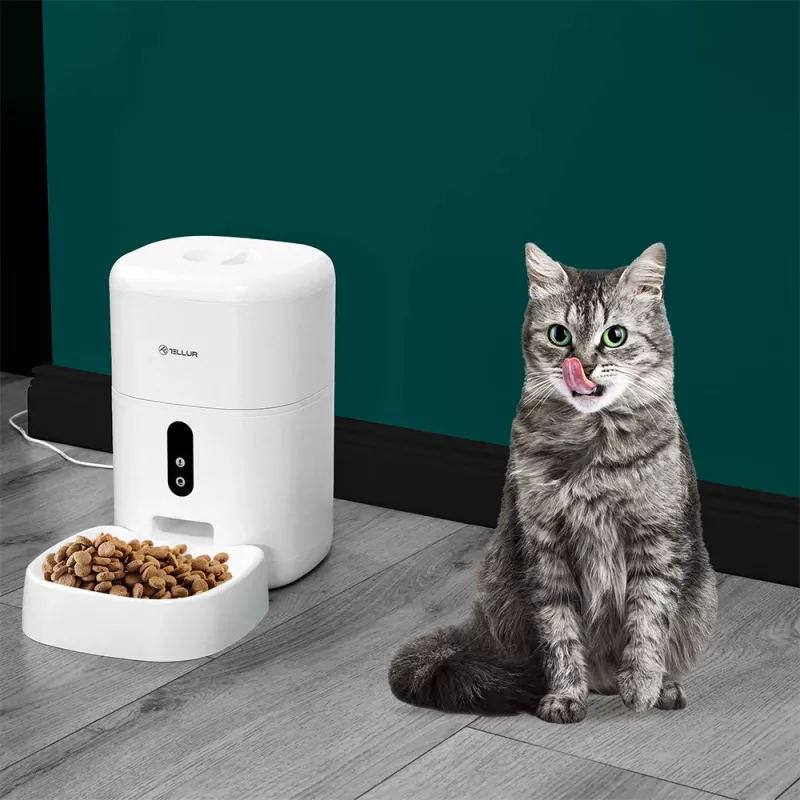 Automatischer Futterspender Tellur TLL331461 mit UltraHD-Kamera, 4 l, Weiß