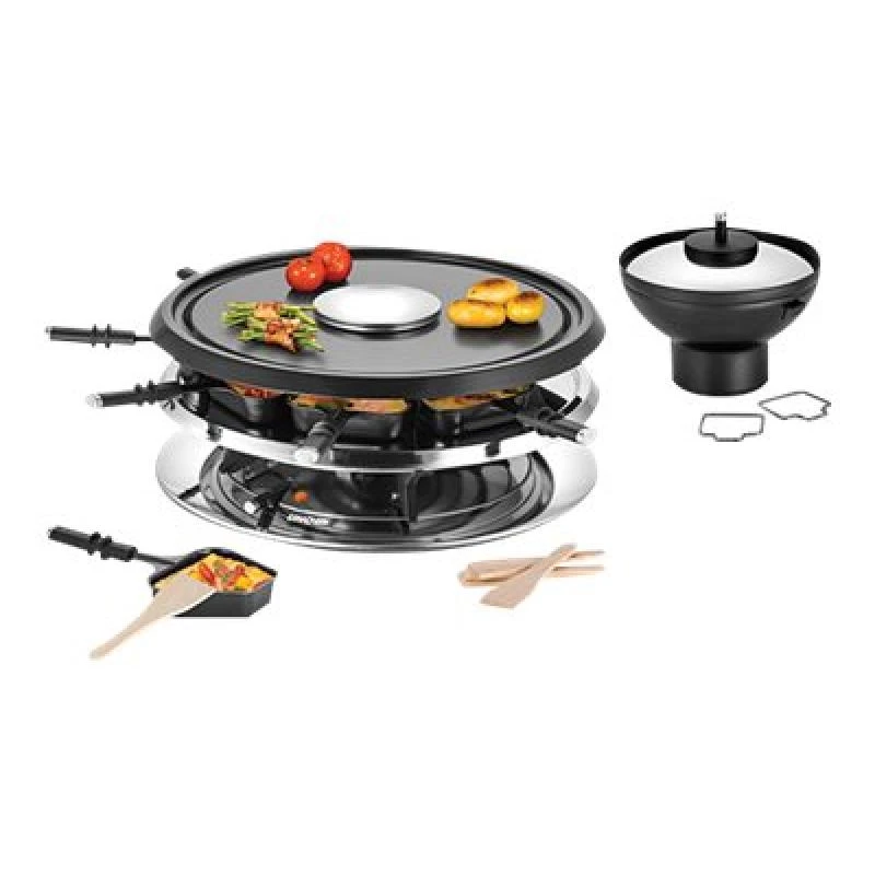 Unold 48726 Raclette-Grill für 8 Personen 1300 W Schwarz, Edelstahl