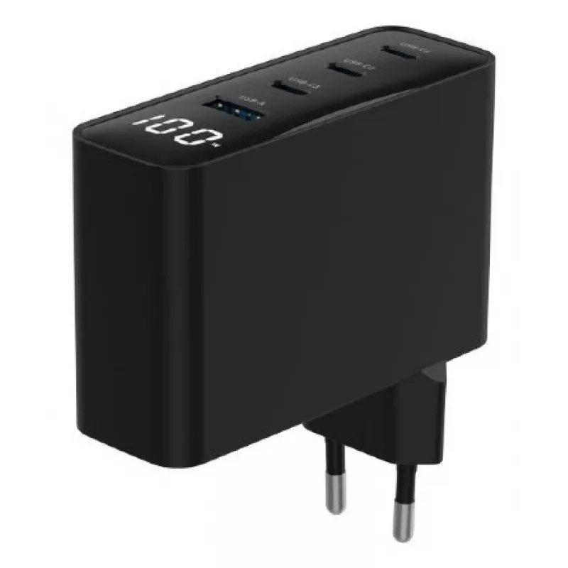 Gembird TA-UC-PDQC100LCD-01-BK Ladegerät für Mobilgeräte, Laptop, Smartphone, Schwarz, AC-Schnellladung, Innenbereich
