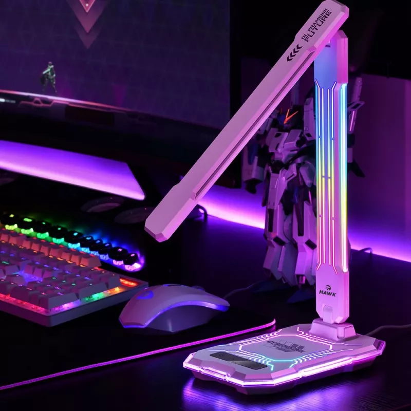 Tischleuchte Hawk HW-LAMP04 Weiß LED verstellbar, weiße Oberfläche, verstellbarer Kopf und Arm