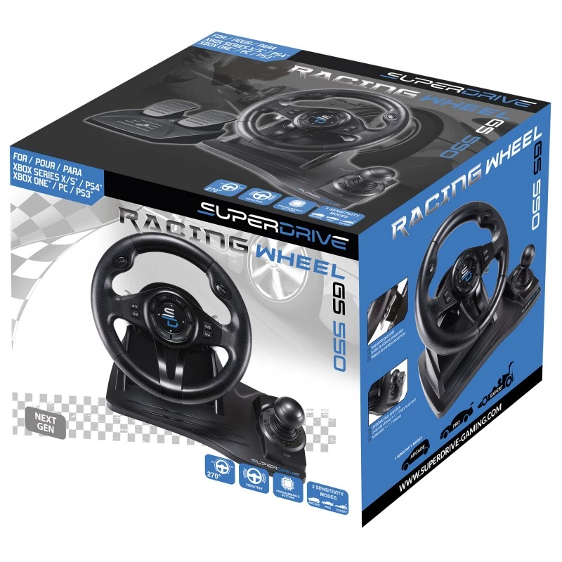 Subsonic SA5596-NG Gaming-Controller Schwarz USB-Lenkrad Pedale 270°