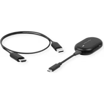 ROLINE Drahtloses P2P-Anzeige-Dongle-Set, Tx+Rx, Wireless USB-C zu HDMI, 1080p, 20 m