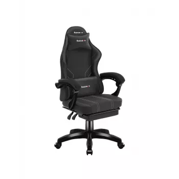 Gaming-Sessel huzaro Force 3.7 Carbon Schwarz – ergonomisch, höhenverstellbar 107,5–116,5 cm, 5 Rollen, Lenden- und Nackenkissen