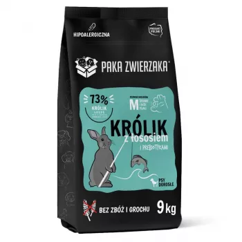 PAKA ZWIERZAKA Kaninchen mit Lachs M - Trockenfutter für Hunde - 9 kg