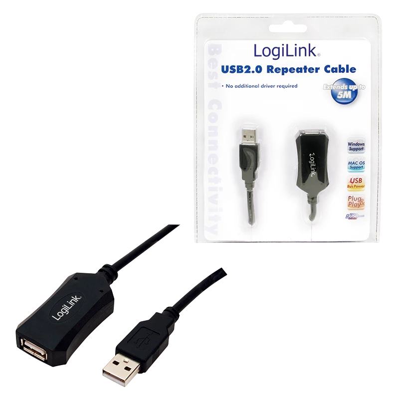 LogiLink USB 2.0 Repeater-Kabel - 5,0 m USB-Kabel 5 M USB A