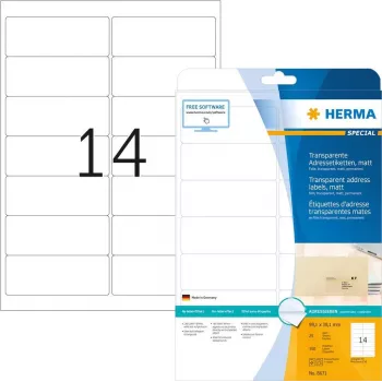 Adressetiketten transparent matt HERMA 8671