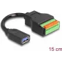 DeLOCK USB 3.2 Gen 1 Kabel Typ-A Buchse auf Reihenklemmenadapter 15 cm