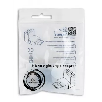 HDMI-Adapter GEMBIRD A-HDMI90-FML, HDMI auf HDMI, rechtwinkliger 90°-Adapter, schwarz