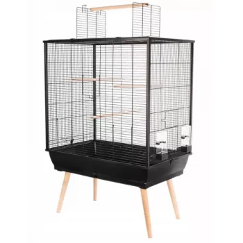 Vogelkäfig ZOLUX Neo Jili H80 Schwarz — Metall-/Kunststoffkäfig 78×48×81 cm mit 2 Aufbewahrungsschubladen