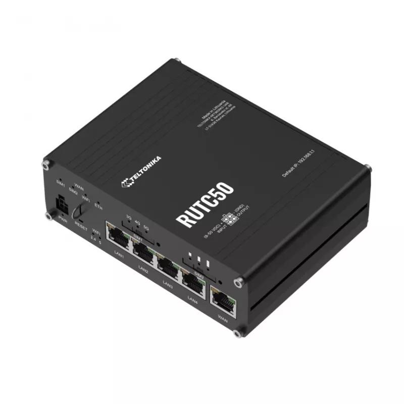 Teltonika RUTC50 Wireless Router Gigabit Ethernet Dual-Band (2,4 GHz / 5 GHz) 5G Schwarz