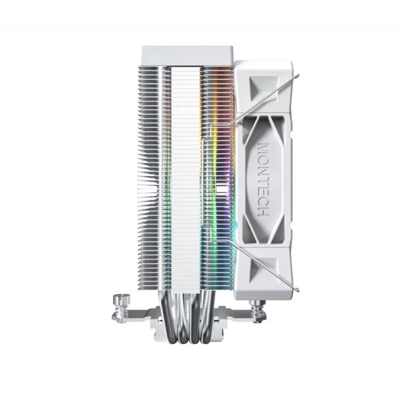 Luftkühler Montech NX400 ARGB 120 mm Weiß — 270 W TDP, FDB, 156×74×120 mm