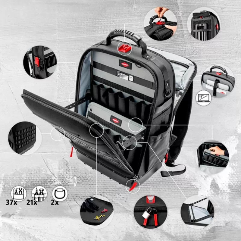 Werkzeugtasche Knipex X18 37 Taschen Schwarz Rot Stoff Kunststoff