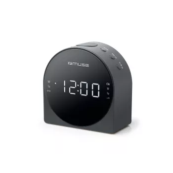 Weckerradio Muse M-185 CR — FM/MW, 0,9-Zoll-LED-Anzeige, AC 230V mit AAA-Batterie-Backup, schwarz