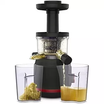 Slow Juicer Tefal Juiceo ZC150 – 150 W, 4,5 cm Einfüllschacht, 0,8 l Saft- und Tresterbehälter, 80 RPM, Schwarz/Rot