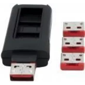 EXSYS EX-1114-R USB Typ-A Portschloss, 4x abschließbare Abdeckung für USB-A-Buchsen mit Schlüssel, rot