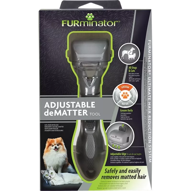 Entfilzungswerkzeug FURminator Adjustable — für Katzen und Hunde, Edelstahlklinge, ergonomischer rutschfester Griff, 185 g, alle Fellarten