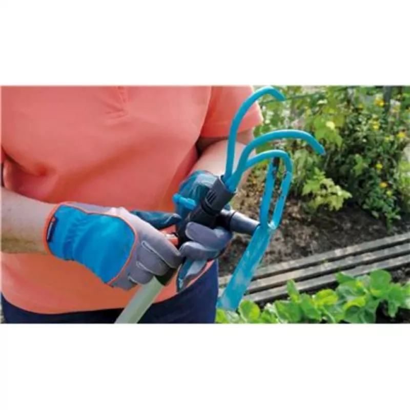 combisystem-Kultivator- und Rechen-Komplettangebot (türkis/Holz, 30 cm, 9 cm)
