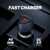 Kfz-Ladegerät Tellur FCC10 38W 6A PD20W QC3.0 – USB-C und USB-A Fahrzeug-Netzteil